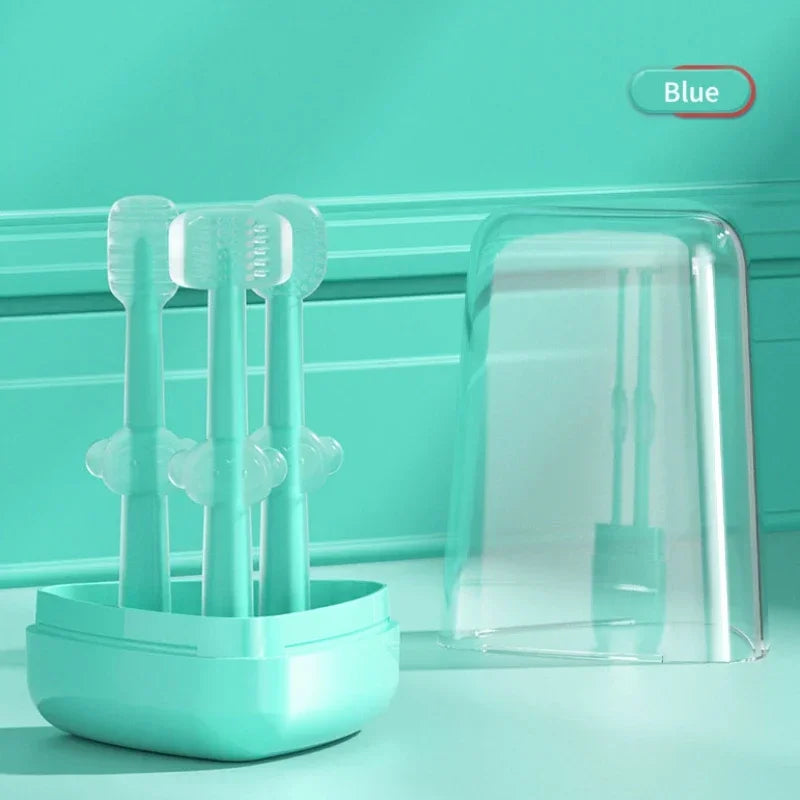 3 PCS Set Baby Teeth Oral Care Cleaning Set Baby Soft Bristle Toothbrush Infant Silicone Toothbrush Tongue Coating Care Cleaning Tools Sets