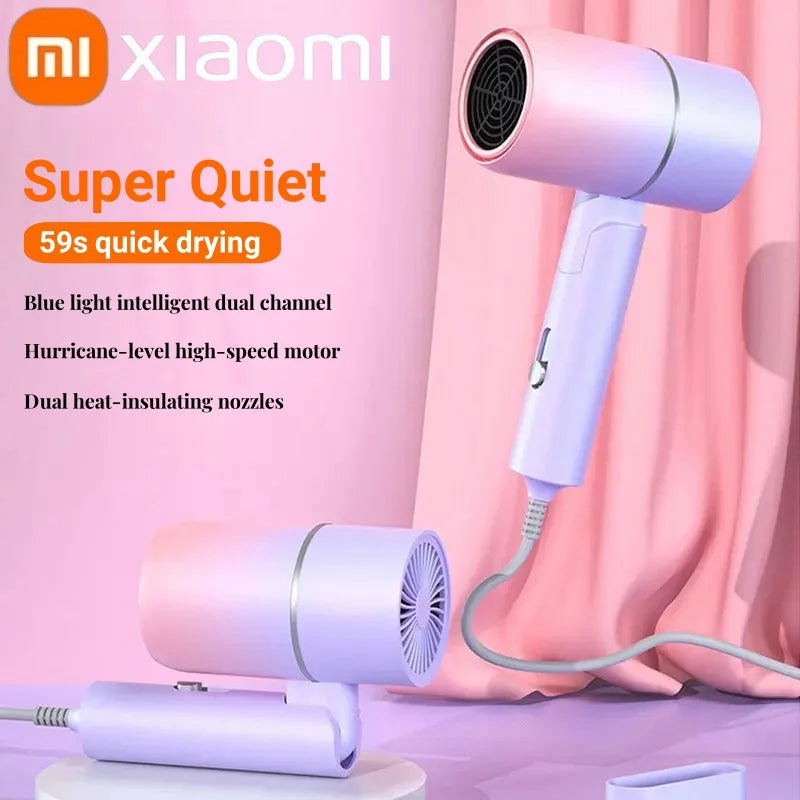 Xiaomi Professional  Portable Anion Hair Dryer Quick Dry with Diffuser Blue Light Hair Care Foldable Home Travel Hair Care Dryer