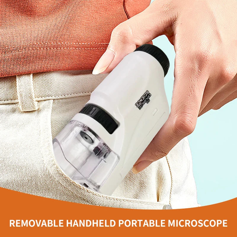 Mini Pocket Microscope Kit 60 To120x Portable Laboratory Microscope With LED Light For Adults  Kids Science Experiment Utensils
