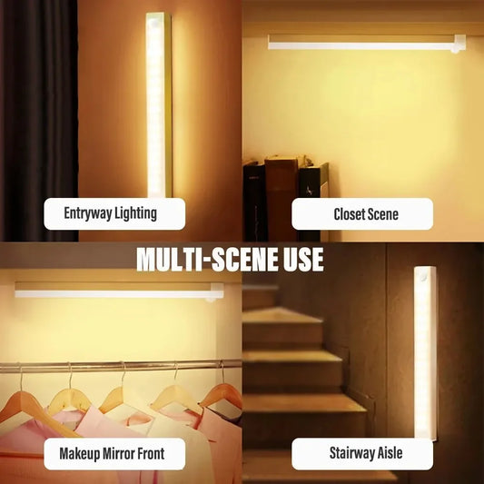 50cm Motion Sensor Light Wireless LED Night Light Type C Rechargeable Light Cabinet Wardrobe Lamp Staircase Backlight For Kitchen