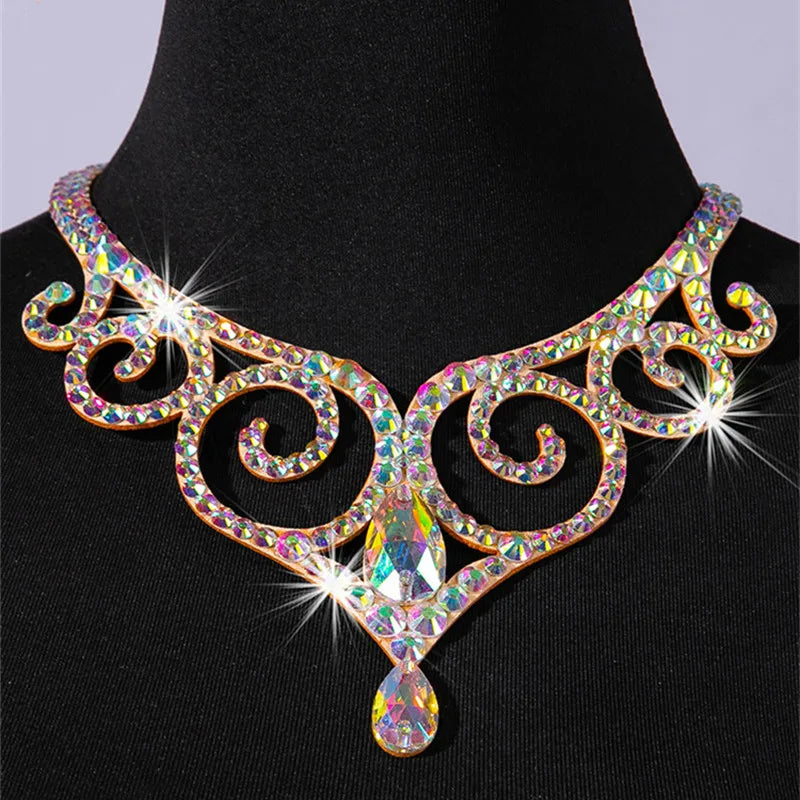 NEW Arrivals 18 Patterns Luxury Belly Dance Sparkle Necklace Jewelry Competition Dancer Accessory Shine Dancing Necklace Stage Performance Costume Egypt Show