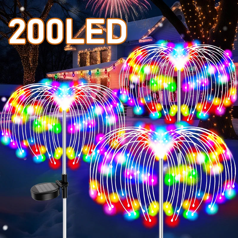 Outdoor 150 LEDS Solar Patio Lights Waterproof Christmas Decor Firework Ground Socket Lights for Yard Garden Pathway Lawn Street