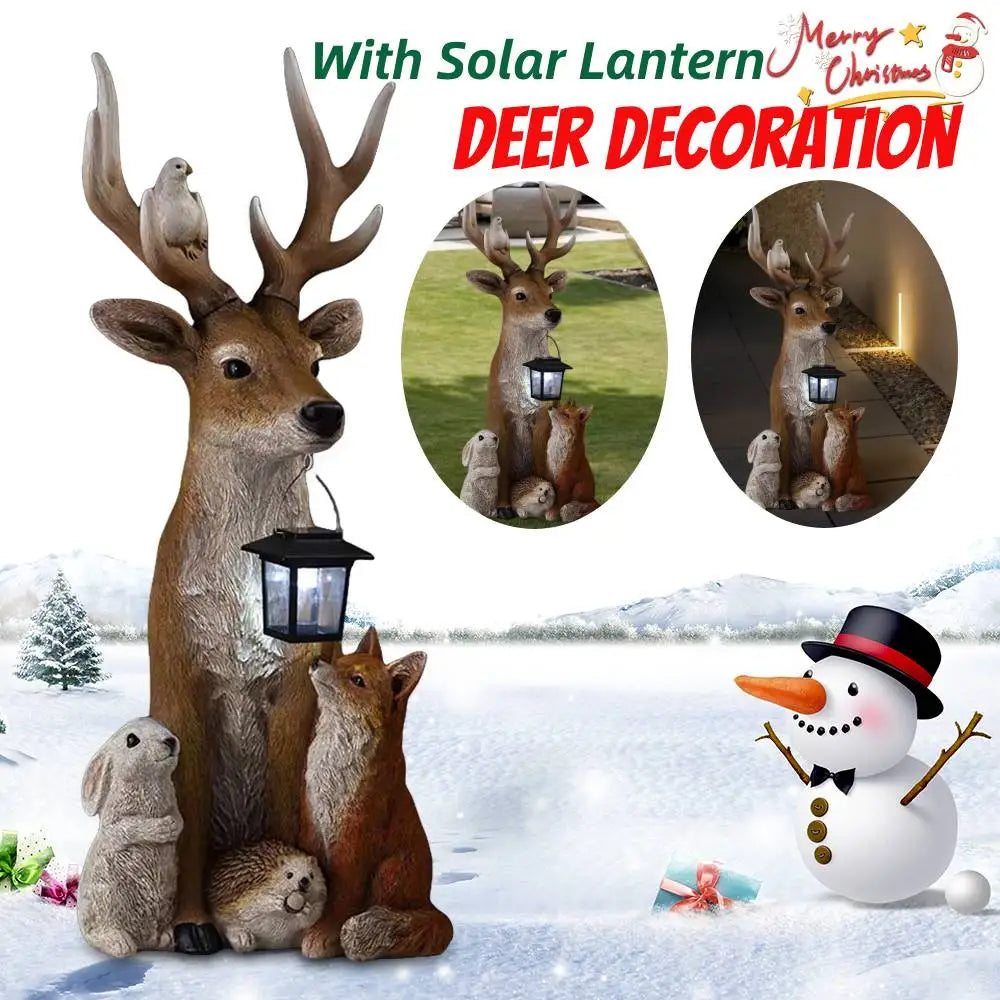 NEW Arrivals Solar Christmas Deer Decoration Light LED Reindeer Elk Luminous Sculptures Garden Lawn Outdoor Garden Courtyard Lawn  Christmas Ornaments New Year Eve Decor Accessories Set Supplies