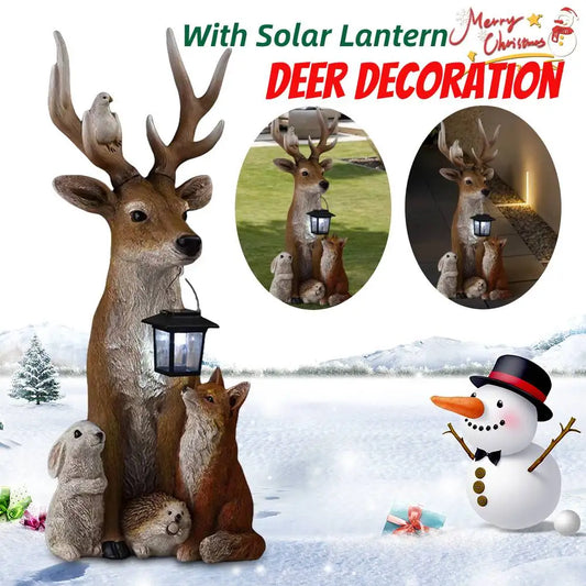 NEW Arrivals Solar Christmas Deer Decoration Light LED Reindeer Elk Luminous Sculptures Garden Lawn Outdoor Garden Courtyard Lawn  Christmas Ornaments New Year Eve Decor Accessories Set Supplies