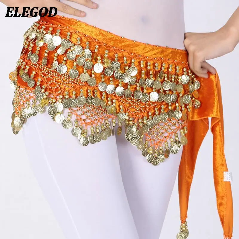 NEW Luxury Women Belly Dance Waist Belt Skirt Adult Sexy Indian Dance Hip Wrap Waist Chain Oriental Lady Belly Dance Hip Scarf Velvet Skirt