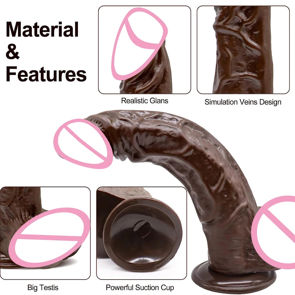 Adult 9.5 inch Thick Huge G Spot Dildos Realistic Dildo with Suction Cup Big Black Dildo Anal Giant Penis Sex Toys for Women and Men