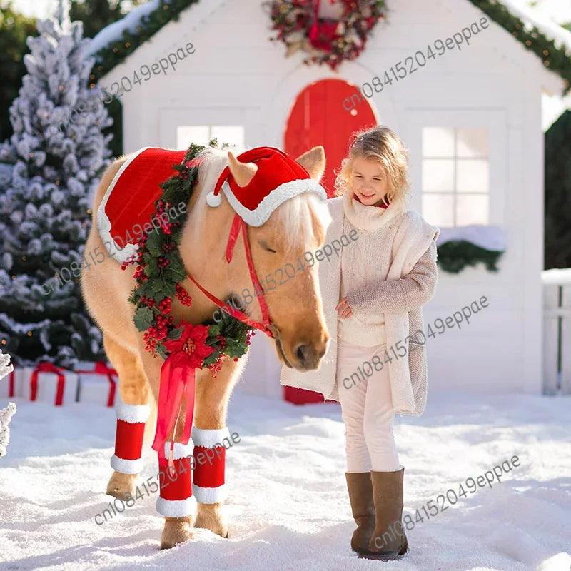 Horse Christmas New Year Eve Product Horse Decoration Supplies, Boots, Hats and Other Six-Piece Set Equestrian Holiday Party Supplies