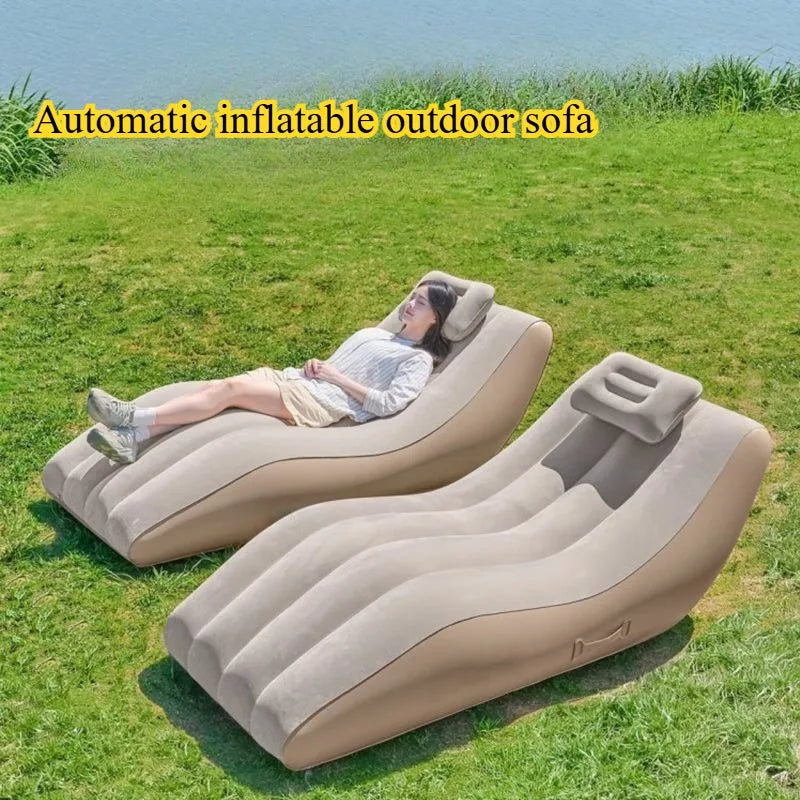 Fully Automatic Luxury Style Inflatable Sofa for Outdoor Beach Camping Garden Lazy Rest Complete Set of Portable Inflatable Outdoor Sofa