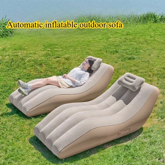 Fully Automatic Luxury Style Inflatable Sofa for Outdoor Beach Camping Garden Lazy Rest Complete Set of Portable Inflatable Outdoor Sofa