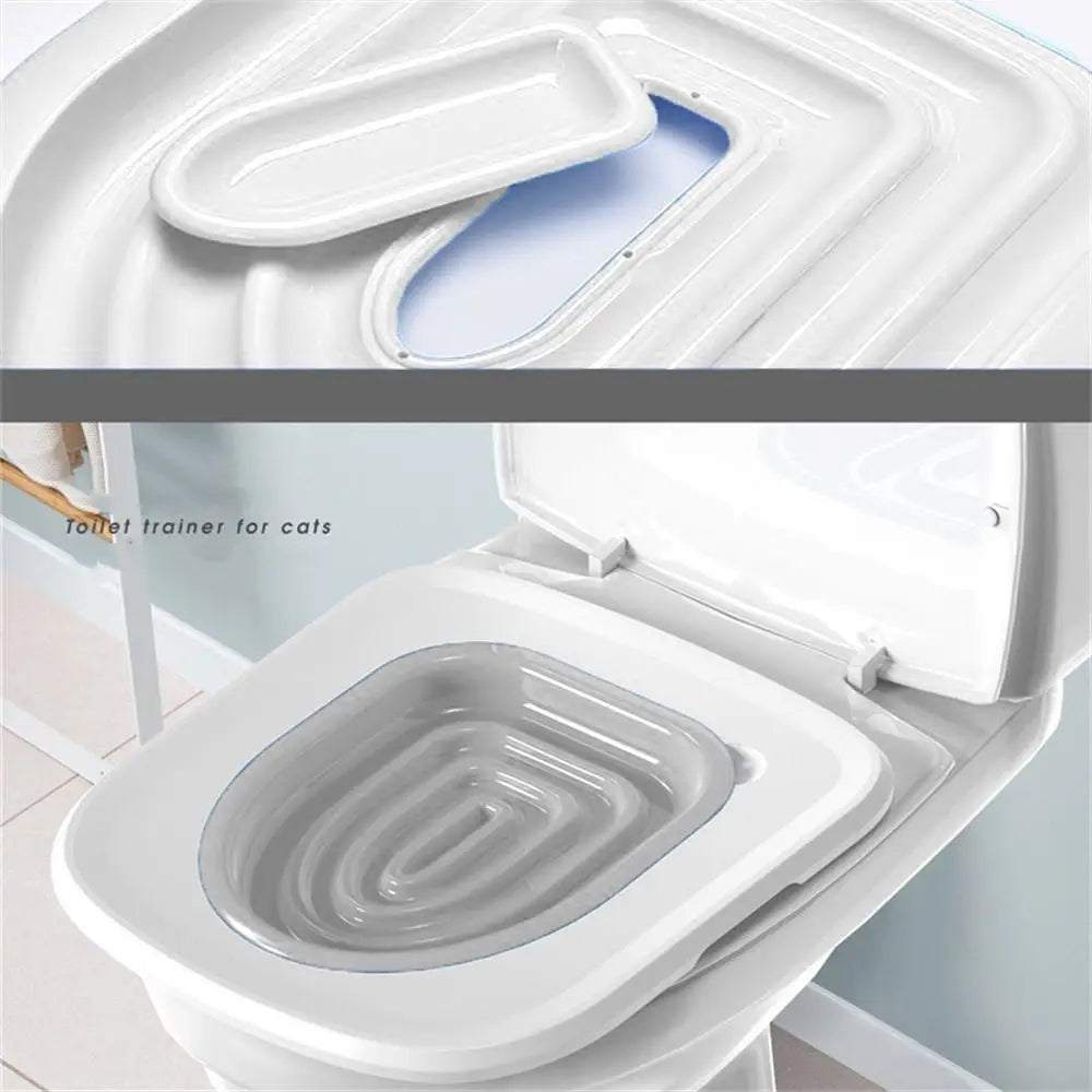 Plastic Cat Toilet Training Kit Reusable Puppy Cat Litter Mat Cat Toilet Trainer Toilet Cleaning Cats Behaviour Training Product