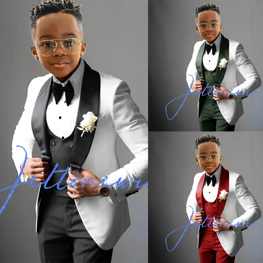 NEW Arrivals 3Pcs Set 5 Colors Luxury Suit for Boys Wedding Tuxedo Kids Formal Jacket Pants Vest Custom Outfit Classic Clothes 2-16 Years Old Boys  Luxury Fashion Apparel Supplies Clothing Products