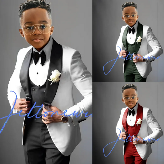 NEW Arrivals 3Pcs Set 5 Colors Luxury Suit for Boys Wedding Tuxedo Kids Formal Jacket Pants Vest Custom Outfit Classic Clothes 2-16 Years Old Boys  Luxury Fashion Apparel Supplies Clothing Products