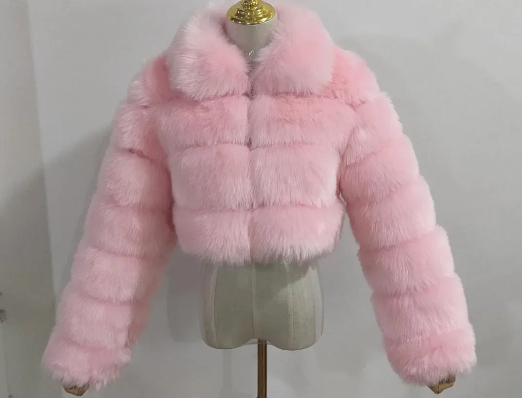 NEW Arrivals S-3XL 5 Colors Women Faux Fur Coats Fox Short Coat Turn Down Collar Zipper Full Sleeve Thick Warm Open Stitch Elegant Splice Autumn Winter Snow Outerwear Ladies Girls Luxury Fashion Clothing Supplies