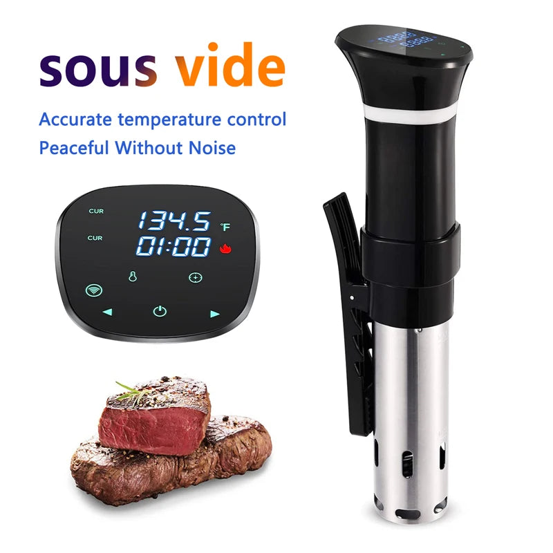 UK/EU Sous Vide WI-FI 1100W High-Power with Slow Cooker Function  99-Hour Timer & Precision Vacuum Cooking, ±0.1°C Temperature Control Home Appliances Kitchen Cooking Accessories