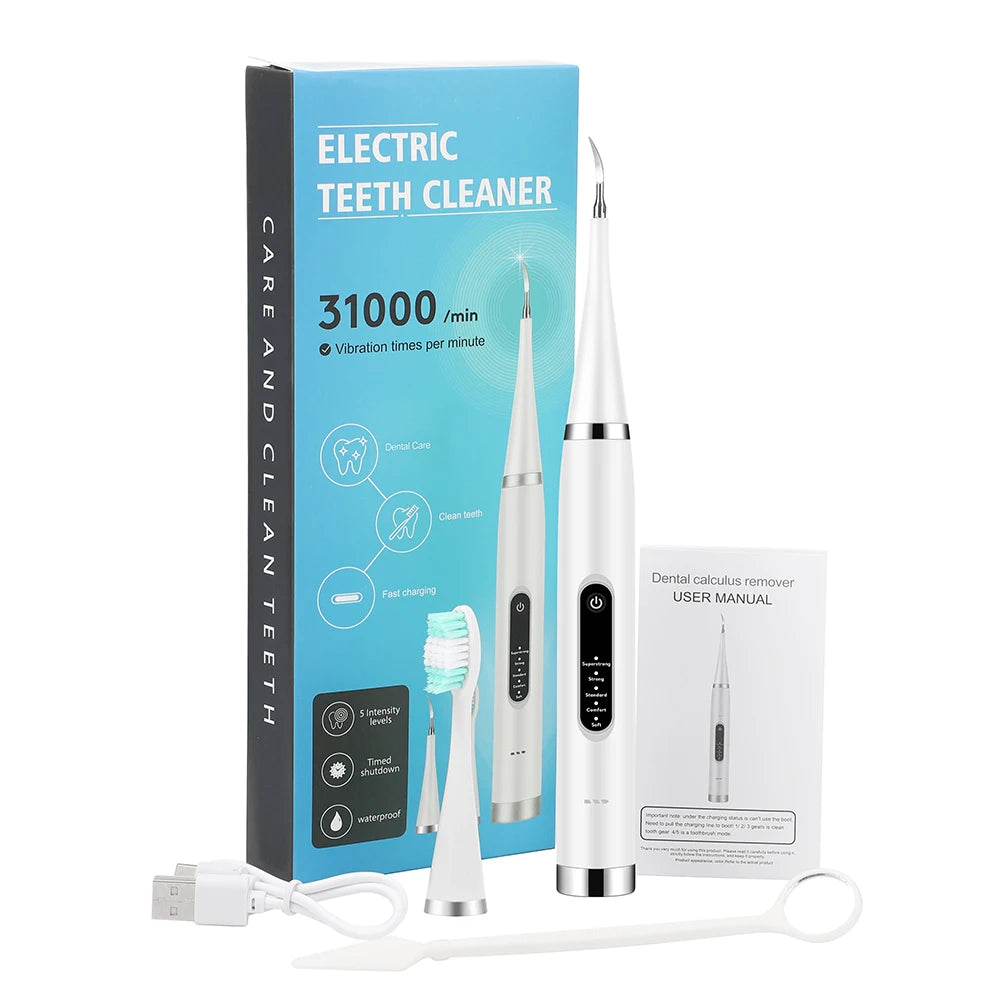 Wireless Electric Ultrasonic Dental Calculus Scaler 5 Modes Oral Teeth Tartar Remover Plaque Stains Removal Teeth Cleaner Teeth Whitening Oral Hygiene Care Kit Dentistry Tools Set