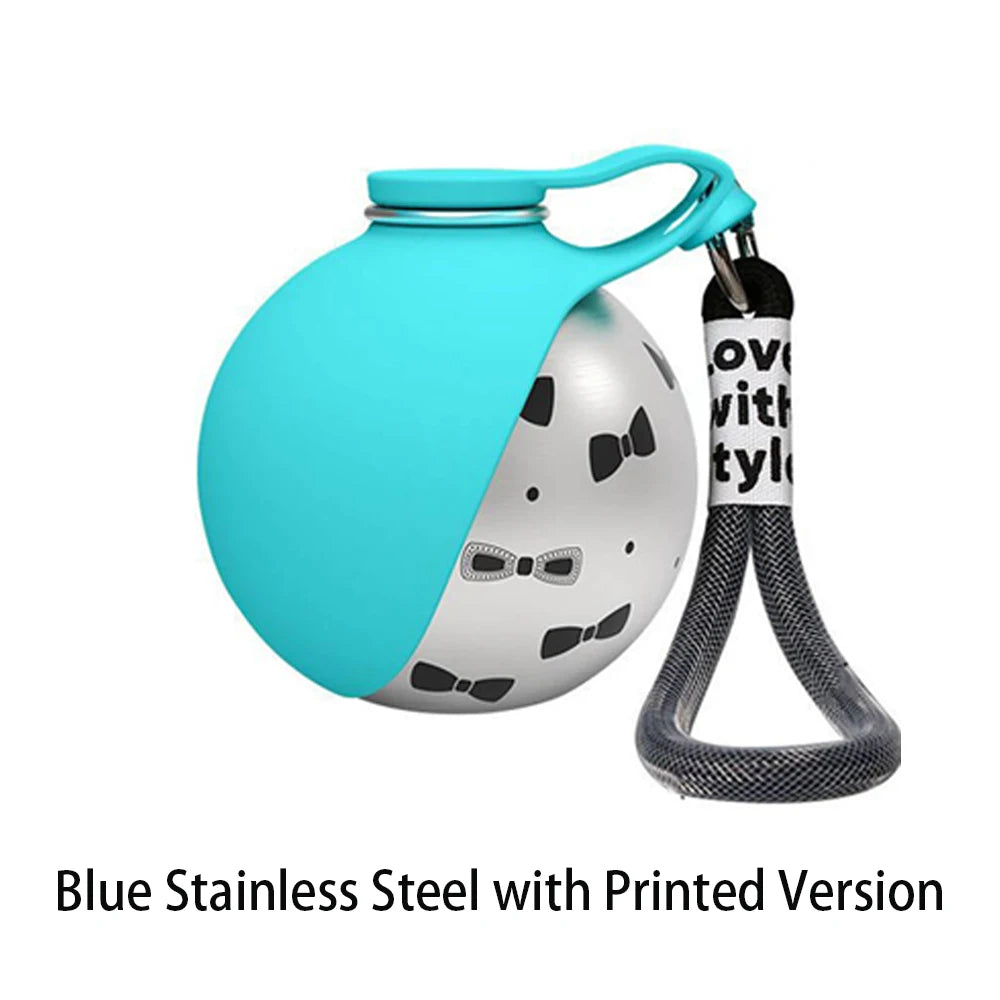 2 in 1Portable Foldable Outdoor Walking Dog Water Bottle, Plastic/Stainless Steel/Printed Pet Water Dispenser Silicone Feeder Drinking Cup Foldable Bowl Leak Proof Small/Large Dog Water Bottle