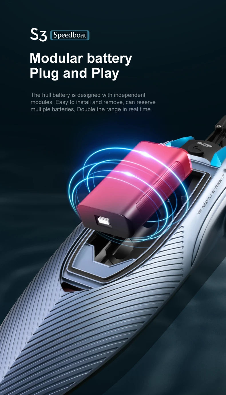 S3 Remote Control Boat High-Horsepower Water Large High-Speed Speedboat Charging Motor Adults Children Ship Model Toy Gifts Water Sport Games