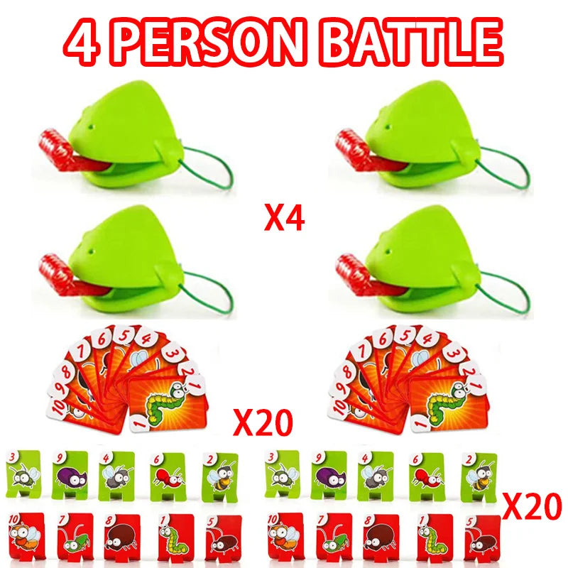 4 Person Frog Lizard Mask Wagging Tongue Lick Cards Board Games for Children Family Party Toys Antistress Funny Desktop Puzzle Game Toys