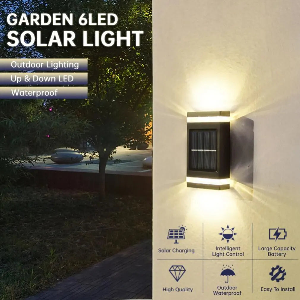 Solar Wall Lamp Outdoor Waterproof Solar Powered Light UP and Down Illuminate Home Garden Yard Decoration Outside Sun Lights