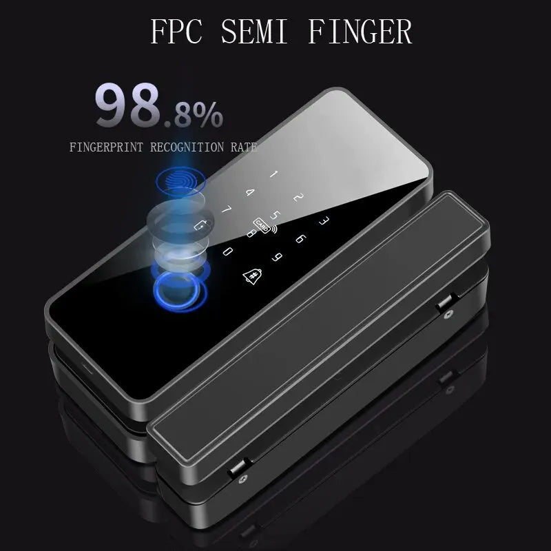 TUYA Door Lock App Glass Fingerprint Bluetooth Smart Glasses Electronic Biometric Door Lock 13.56Mhz RFID Remote Control Unlock