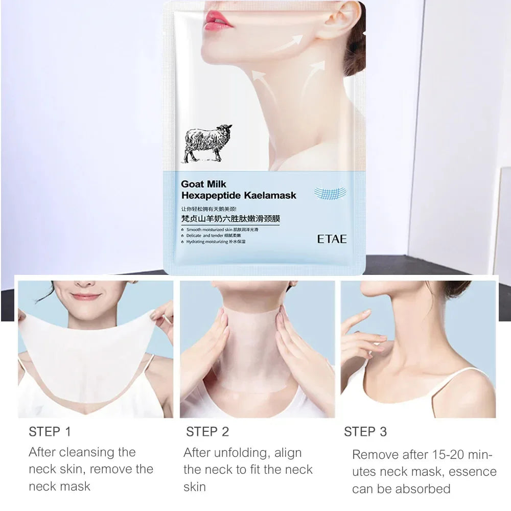 2-20 PCS Set Goat Milk Six Peptides Neck Mask Collagen Firming Necks Skin Care Mask Beauty Moisturizing Lift Firming Neck Skin Care Mask