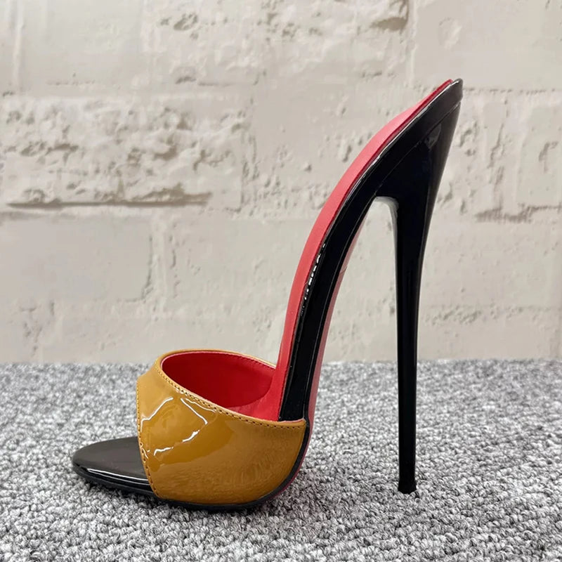 5 Colors UK (4-10) Size Chic Summer 16cm Slipper Slingback White Red inside Super High Heels Sandal Plus Size Fashion Women Fetish Cosplay Club Shoes