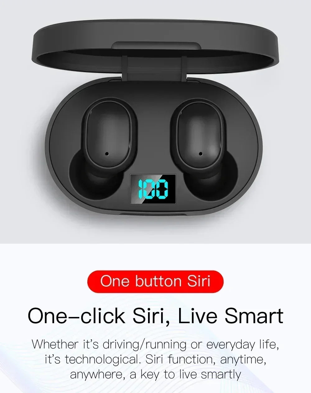 E6S Wireless Bluetooth Black Earphones TWS Bluetooth Headset Wireless Earbuds Noise Cancelling Earphones with Microphone Headphones