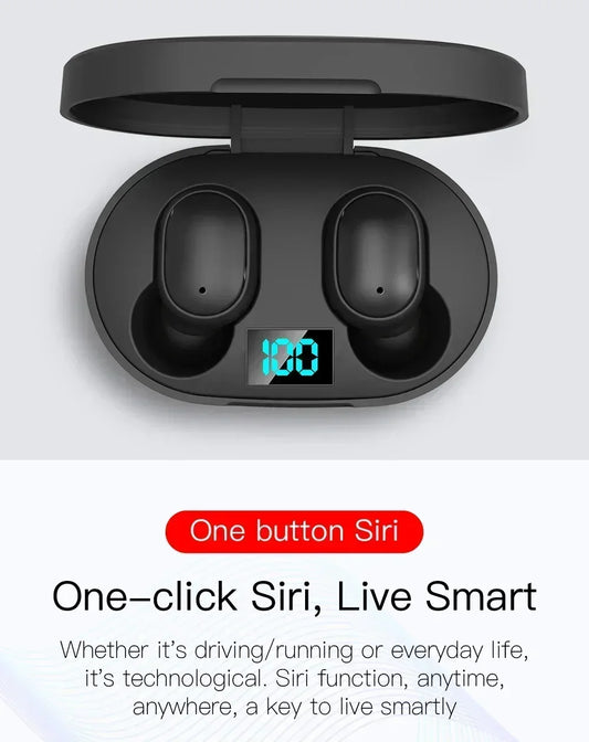 E6S Wireless Bluetooth Black Earphones TWS Bluetooth Headset Wireless Earbuds Noise Cancelling Earphones with Microphone Headphones