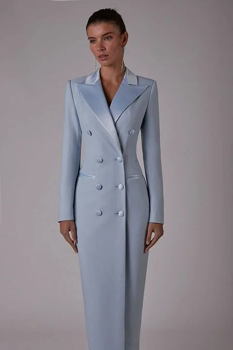 NEW Arrivals Black/Red/Blue/Ivory Luxurious Kashmir Women Plus Size Suits Dress Long Sleeves Satin Prom Evening Gowns Buttons Elegant New Custom Made Ankle Length Dress Mother of the Bride
