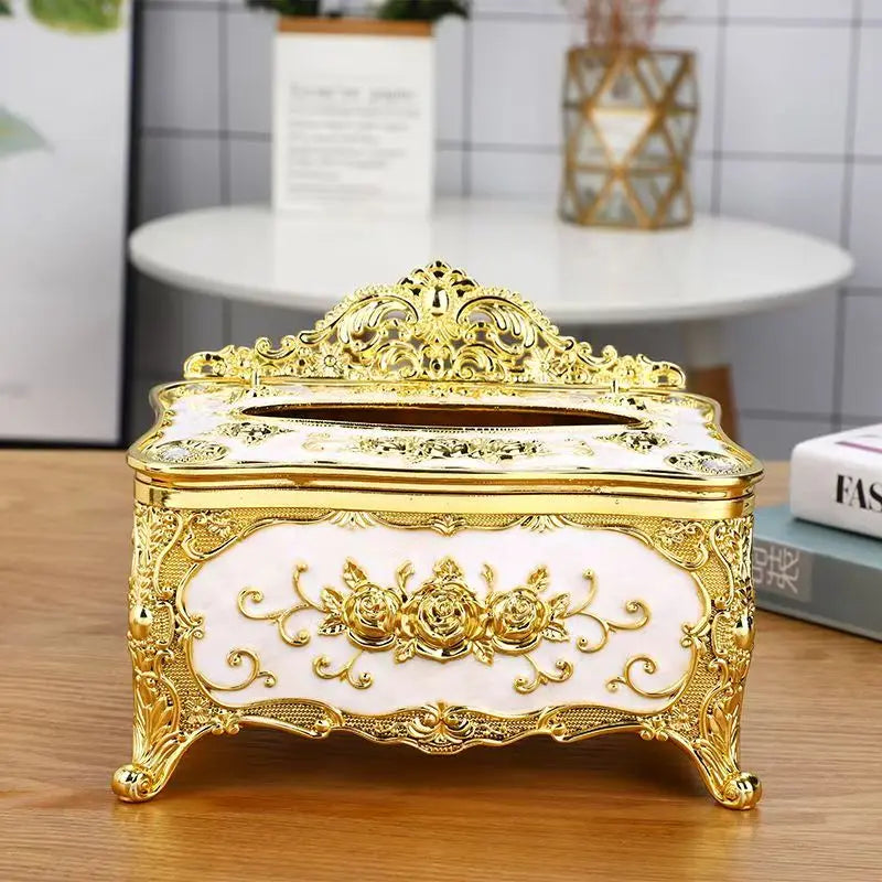 1pc European Antique Romantic Tissue Box, Home Kitchen Living Room Bedroom Dining Room Hotel KTV Office Desktop Decoration Tissue Storage Box