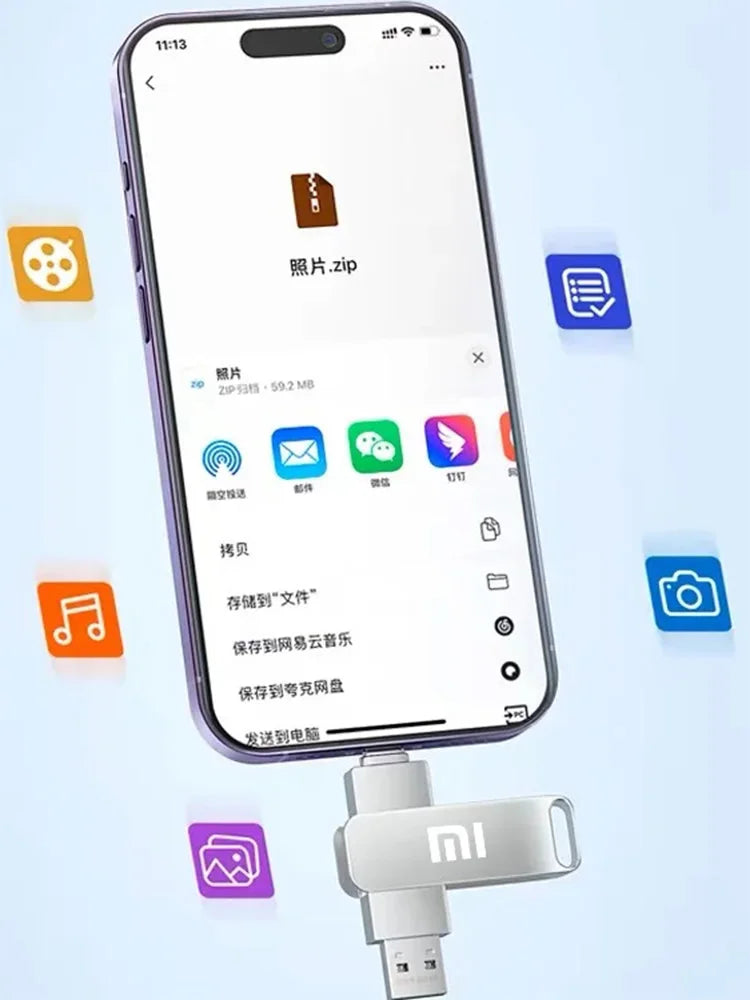 Xiaomi 16TB 3.0 USB Flash Drive Metal High-Speed Pen Drive 2TB 512GB Waterproof Type-C USB Pen Drive For Computer Storage Devices