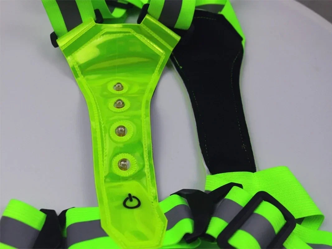 Elastic V-shaped Luminous Reflective Vest LED Light Reflective Vest Adjustable Vest Night Running Cycling Sports Safety Vests