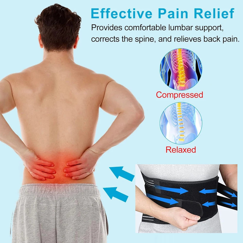 NEW Arrivals S-2XL Plus Size Gym Fitness Back Support Belt for Men Women Lumbar Support, Waist Support Back Pain Relief Brace for Sciatica, Breathable & Adjustable Support Straps