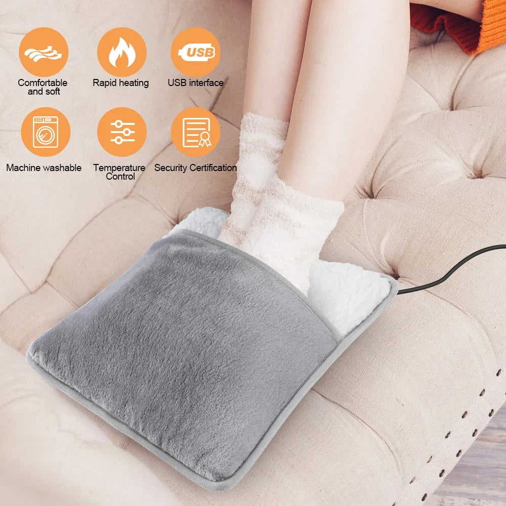 Universal Electric Foot Heating Pad USB Charging Washable Household Foot Warmer Heater Soft Plush Foot Warming Heat Mat Winter