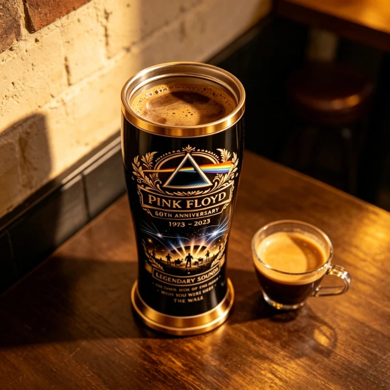 PINK FLOYD Retro Rock Band Pink Floyd 60th Anniversary Beer Glass Tumbler Stainless Steel Insulated Cup for Home Drinkware Pubs Bars Night Club Decoration Barware Accessories