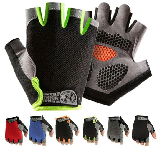 Non-slip Anti Half Finger Gloves Motorcycle Gloves Elastic Shock Fitness Cycling Breathable Men Women Half Finger Gloves Bicycle