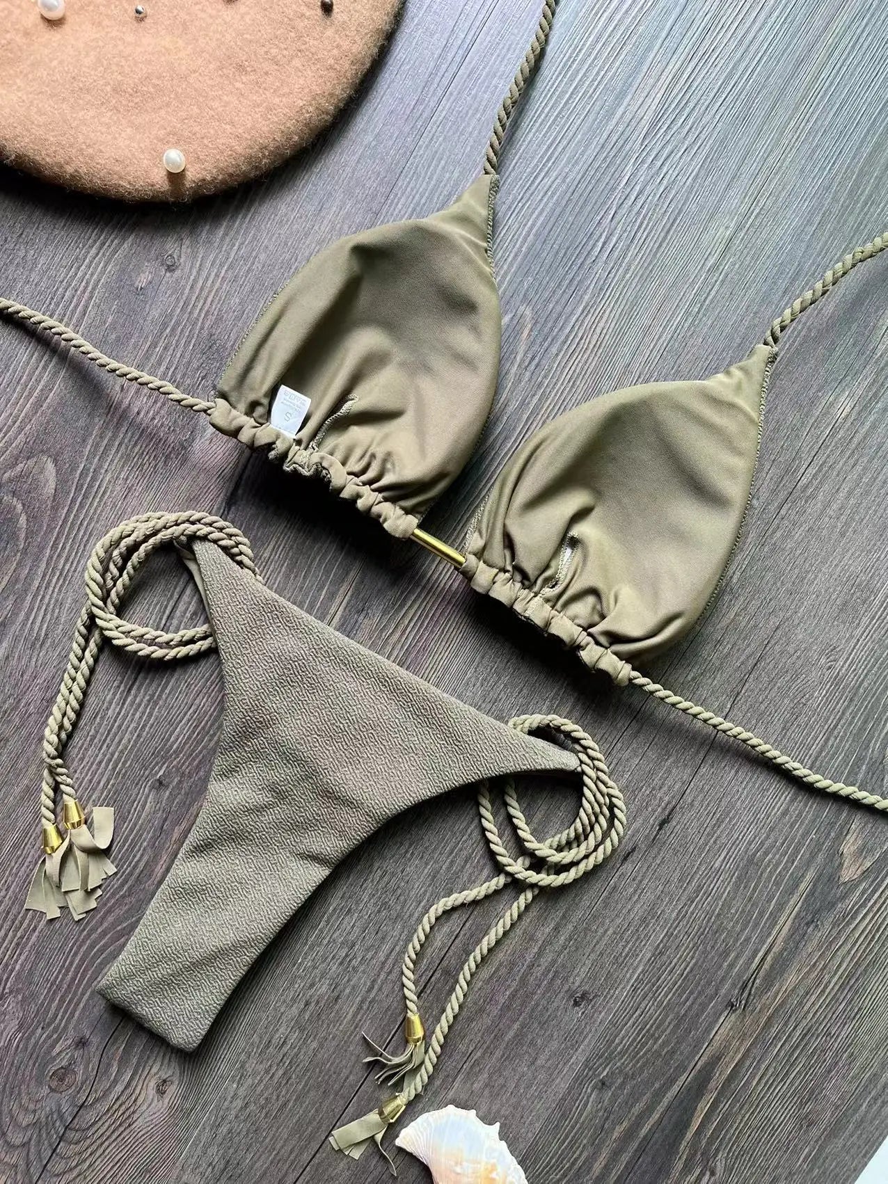 Sexy Braiding rope Bandage Bikini Set Women's Swimsuit Two-piece Triangle Swimwear Bathing Suit Brazilian Biquinis