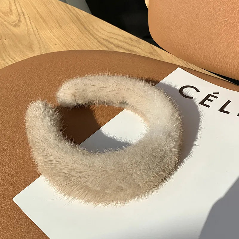 10 Colors Hot Sale Women Luxury winter 100% Real Mink Fur Headbands High Quality Real Fur Hair Band Lady Fashion Hair Hoop Furry Gift