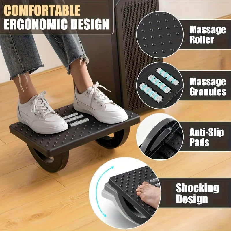Under Desk Footrest, Oversized Desk Rotatable Footrest, Rocking Chair-Style Nursing Stool, Rocking Chair Balance Board, Ergonomic Design, Supports Posture, Suitable for Office Computer Gaming 32.5*25*13cm
