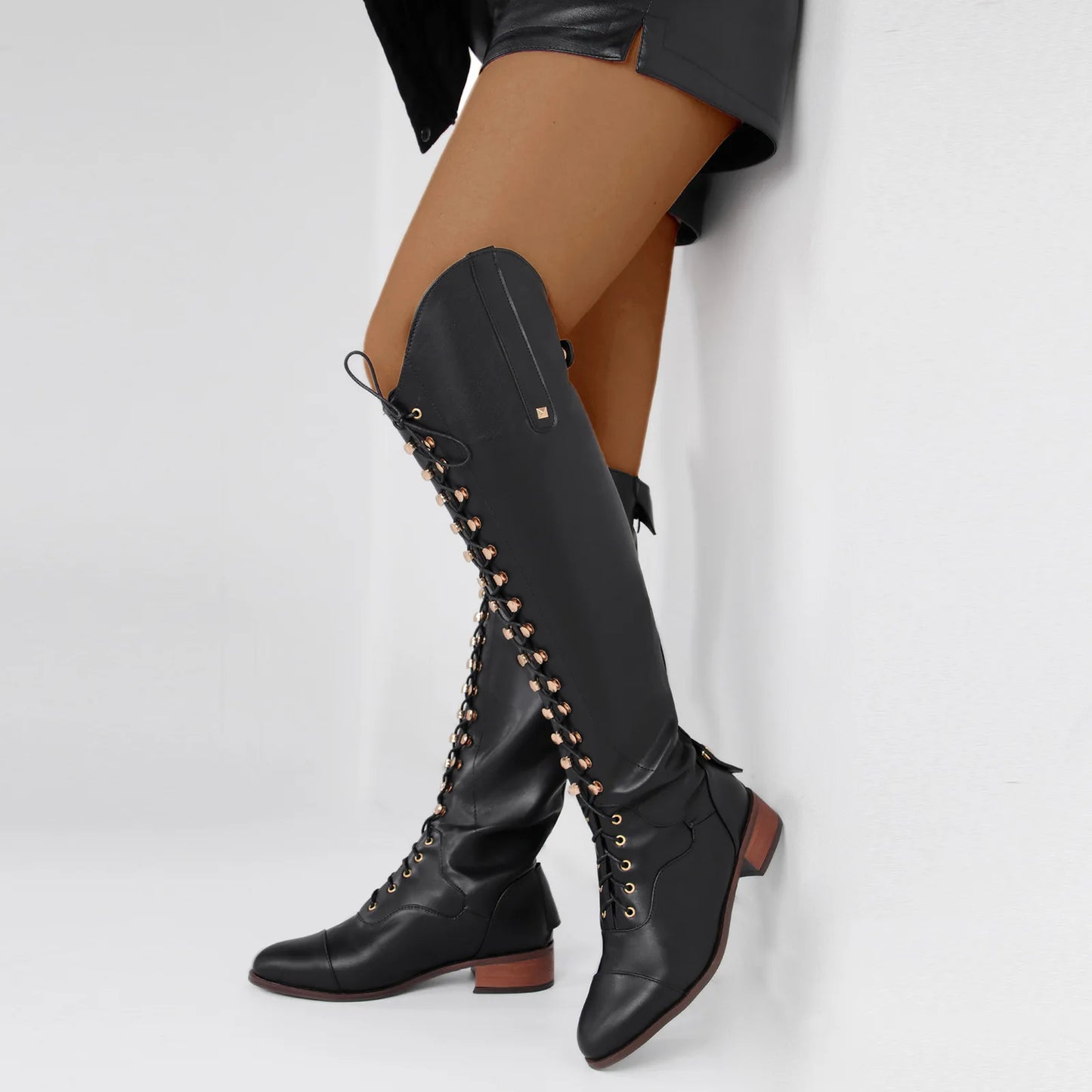 Classic Black Women Rider Horse Riding Causal Boots Smooth Leather Knee High Warm High Long Mountain Cowboy Botas Femininas