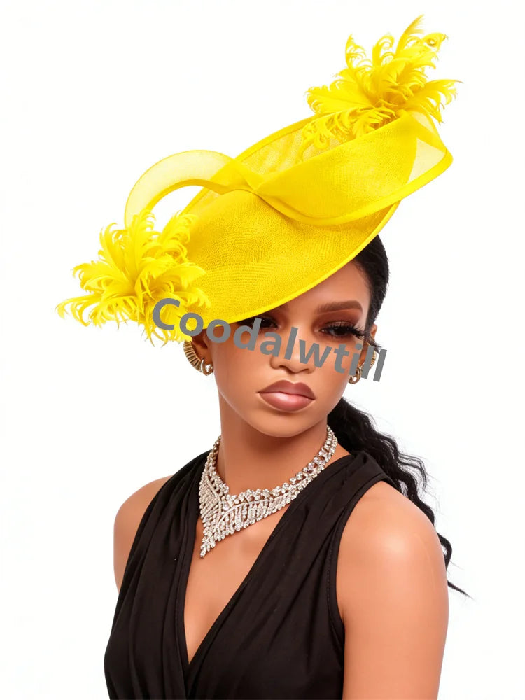 21 Colors Royal Ascot Horse Racing Women Femme Luxury Fascinator Kentucky Ladies Tea Cocktail Derby Headpiece Feather Fancy Opera Concerts Red Carpet Bride Wedding Hats Apparel Accessories