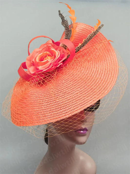 NEW Arrivals 16 Colors Straw Flower Fascinators Hat Veils Pillbox Cap Women Formal Dress Wedding Headpiece With Flower Chapeau Cap Tea Party