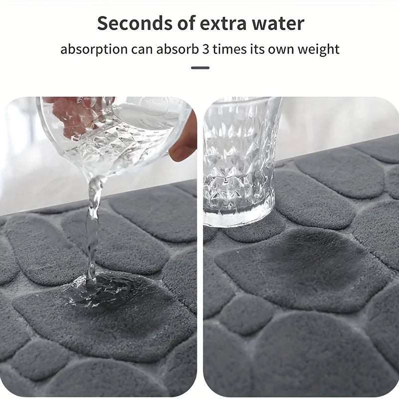 3D Memory Foam 40x60CM 50X80CM Thickened Bathroom Foot Massage Mat Fiber Carpet, Bathroom Kitchen Living Room Anti Slip Mat, Pebble Floor Mat, Household Non-Slip Entry Mat ﻿Bathroom Accessories