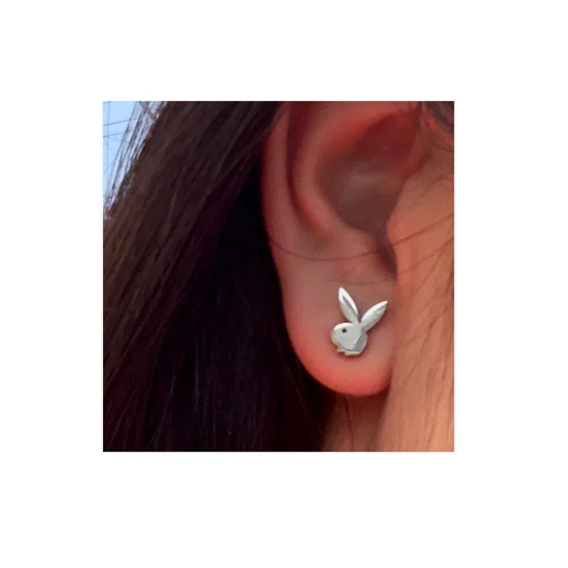 Playboy Cartilage Piercing Stud Earring for Women Cute Bunny Earrings Piercing Women's Ear Studs Jewelry Fashion Supplies