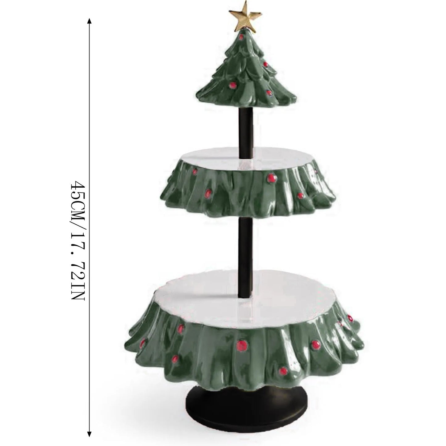 Christmas Tree Dessert Table Fruit Plate Double Layer Cake Stand Holiday Party Candy Plate Snack Tray