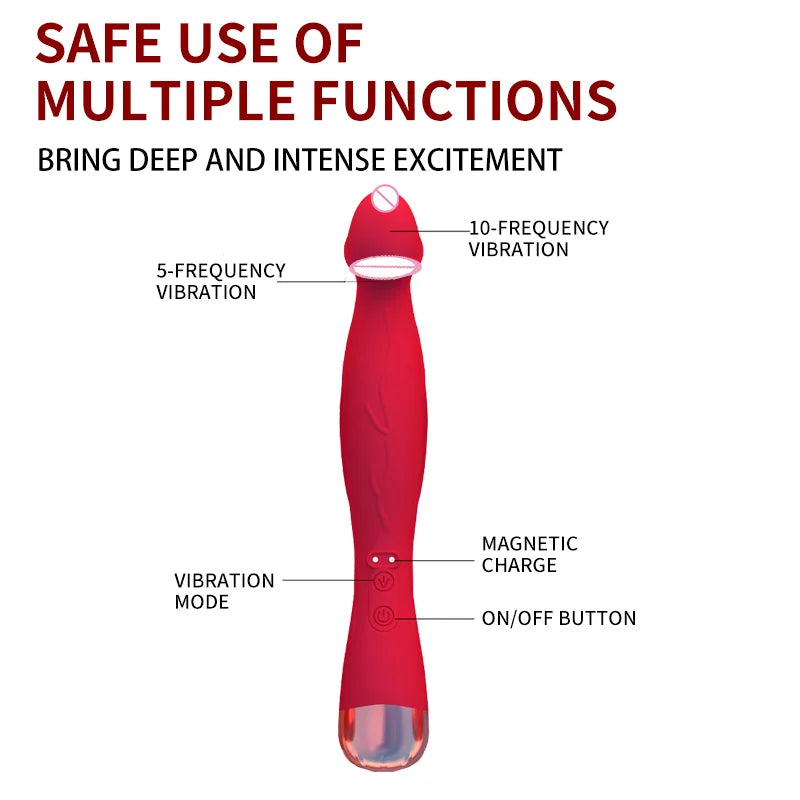 10 Modes Silicone dildo AV Stick Vibrator for Women Soft G spot and Clitoris Massage Masturbator Sex Products for Adults