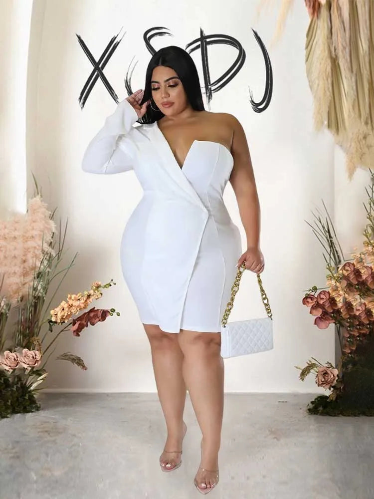 NEW Arrivals XL-4XL UK Plus Size Black-Red-White Evening Party Dresses From Large David Ladies Elegant Chic Dress Short Sexy Dress Chubby Women Clothing Wedding Guest Spring Summer Dress