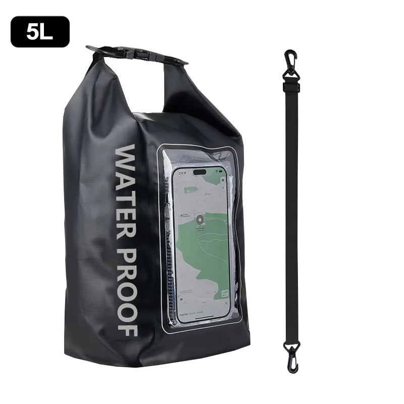 5L Large Capacity Dry Bag Swimming Pack Touch Screen Outdoor Waterproof Kayak Storage Bag Trekking Drifting Rafting Surfing Boating Backpack