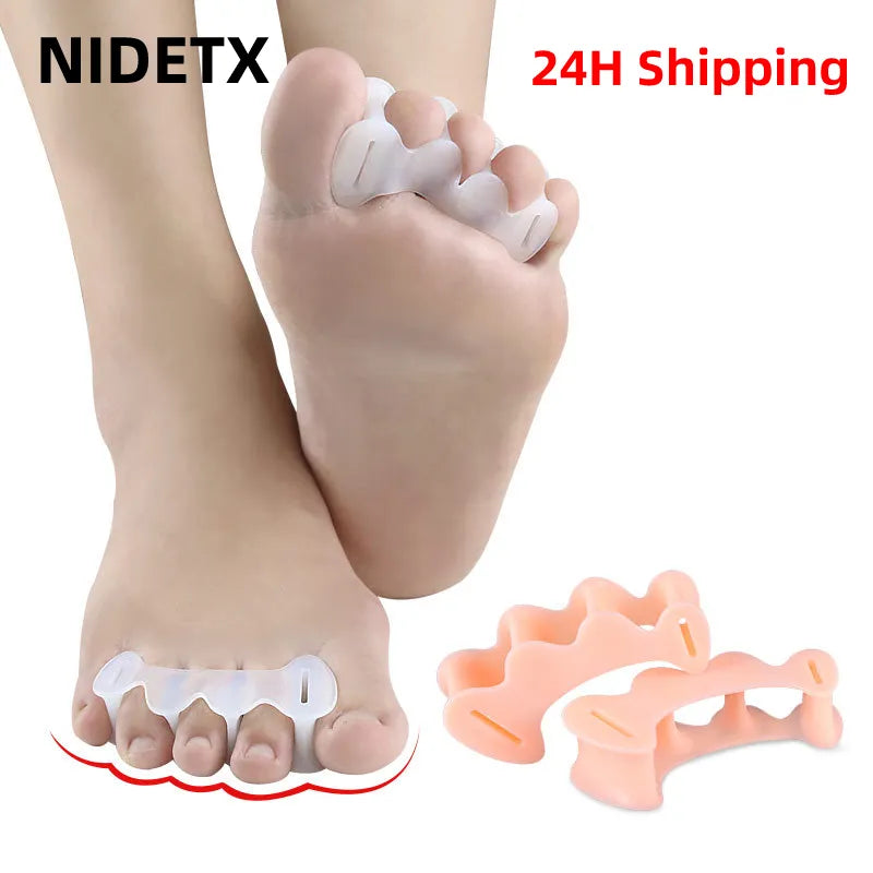 2Pcs=1Pair Hard Silicone Toe Finger Separator 3 Hole Hallux Valgus Orthopedic Spacers Bunion Overlapping Hammer Foot Corrector