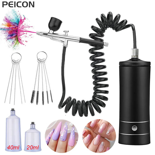 Airbrush Nail With Compressor Portable Air Brush Nail Paint Compressor For Nails Art Cake Painting Craft Airbrush Compressor